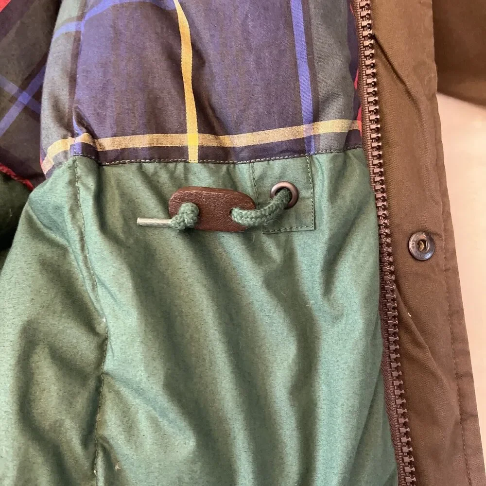 Nautica Down Filled Winter Coat Men's Brown Size M Leather Collar NO HOOD